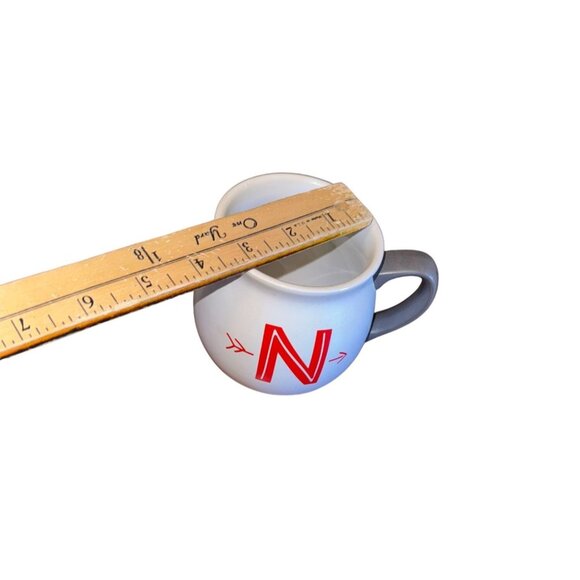 Threshold White & Gray Mug With Red N Lettering 4 Inches Wide Stoneware Dishwash - Picture 3 of 4